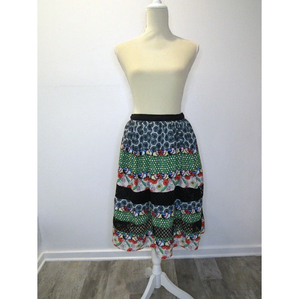 Disney Alice Through the Looking Glass Skirt Tiered Lace Womens S Funky Colorful - Picture 4 of 12
